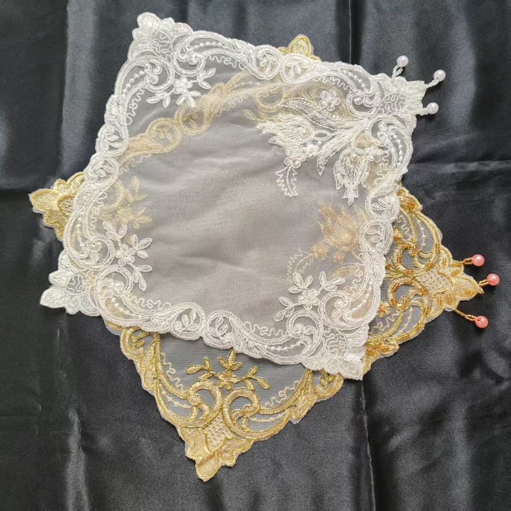 Embroidery Rose - 골든 로즈 자수 플레이스매트 28cm 정사각형