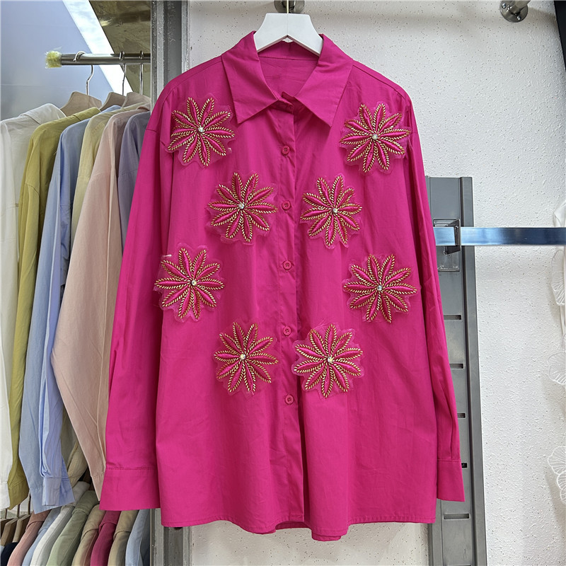 블라우스 여성 셔츠 빈티지 턴다운 칼라 풀 슬리브 탑  - Embroidery Online 리뷰 및 가격