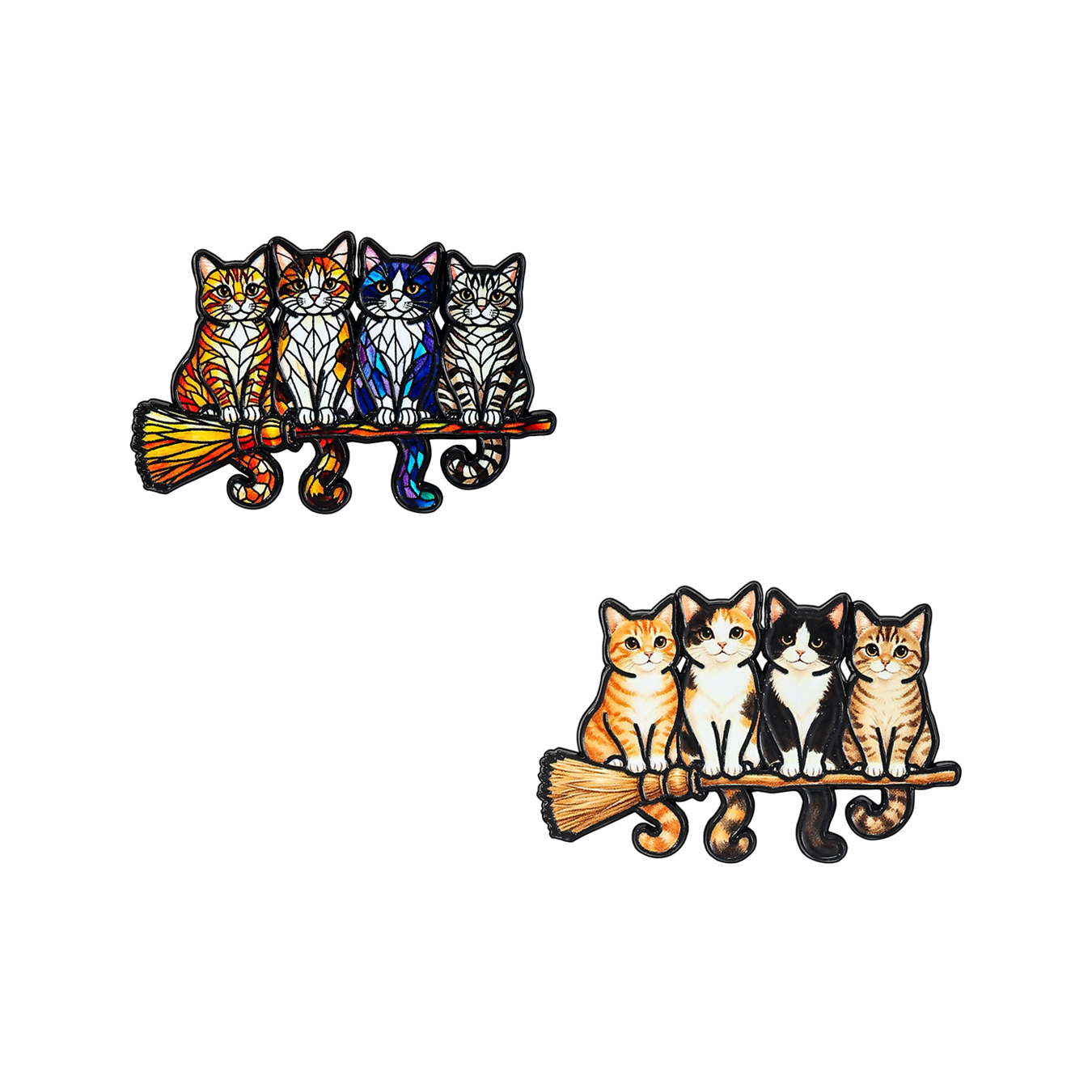 귀여운 만화 고양이 브로치 세트 3개: 빗자루와 나뭇가 - Embroidery Reddit 리뷰 및 가격
