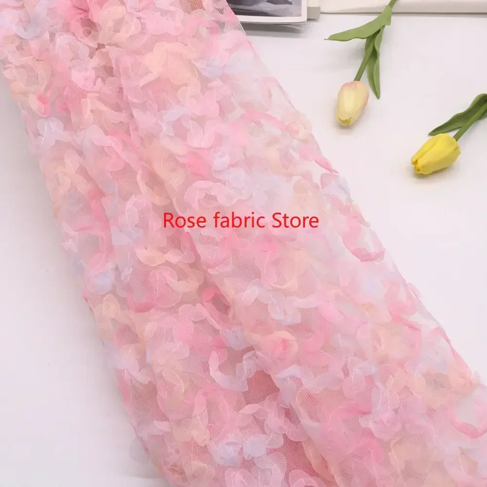 그라데이션 시폰 로즈 크로셰 레이스 원단 레인보우 시폰 - Embroidery Rose 리뷰 및 가격
