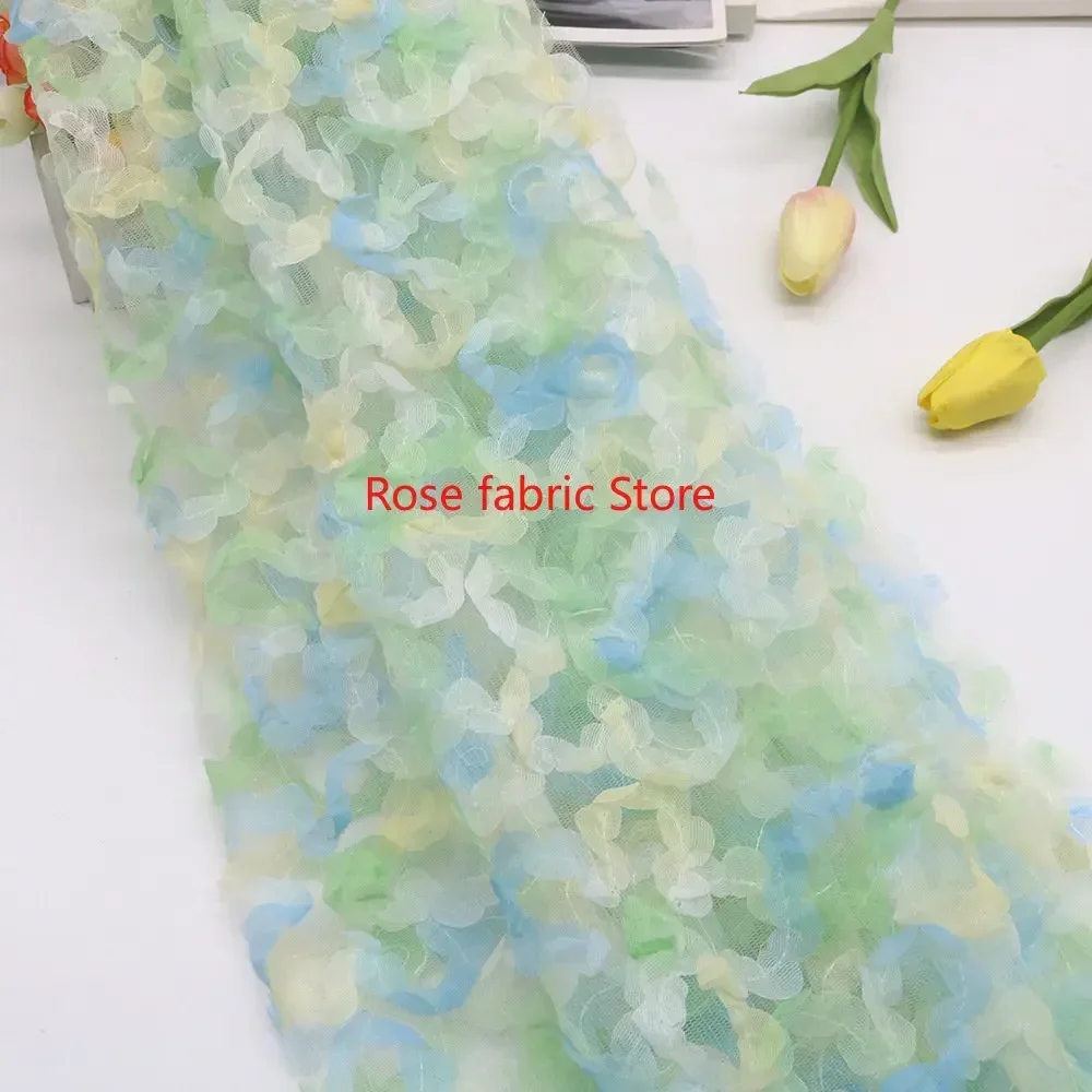 그라데이션 시폰 로즈 크로셰 레이스 원단 레인보우 시폰 - Embroidery Rose 리뷰 및 가격