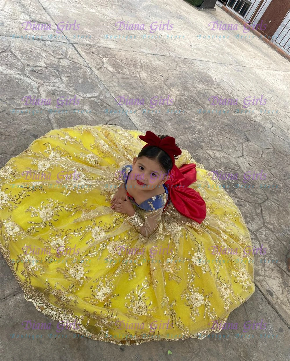 고품질 사랑스러운 노란색 튤 플러피 아플리케 플라워 걸 - Embroidery Yellow Dress 리뷰 및 가격
