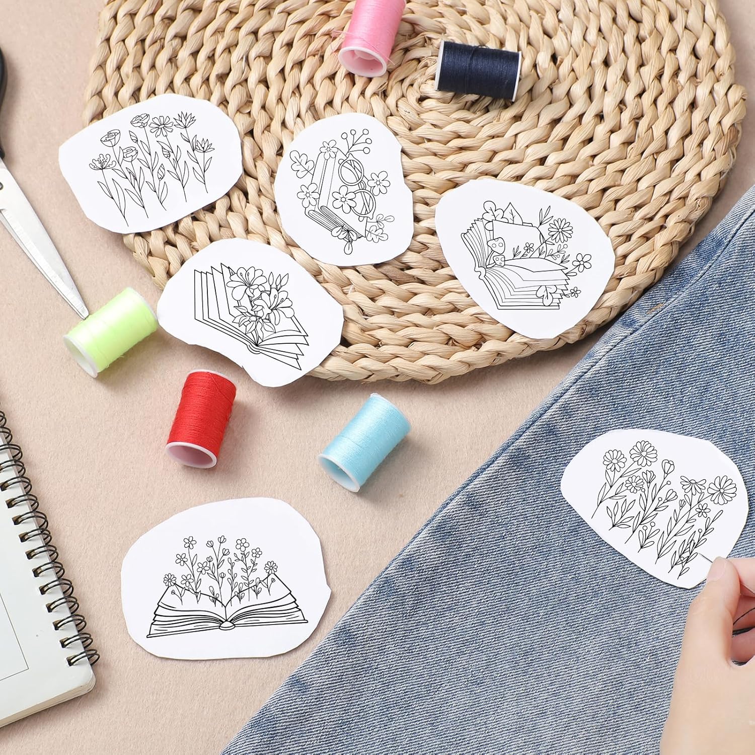 사전 인쇄된 자수 패턴 용지, 책과 꽃무늬 식물 디자인 - Embroidery Meaning 리뷰 및 가격