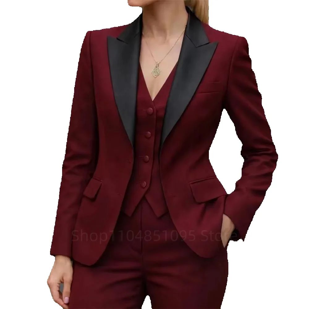 패션 여성 정장 블레이저 고품질 3피스 자켓 팬츠 베스 - Embroidery Online 리뷰 및 가격