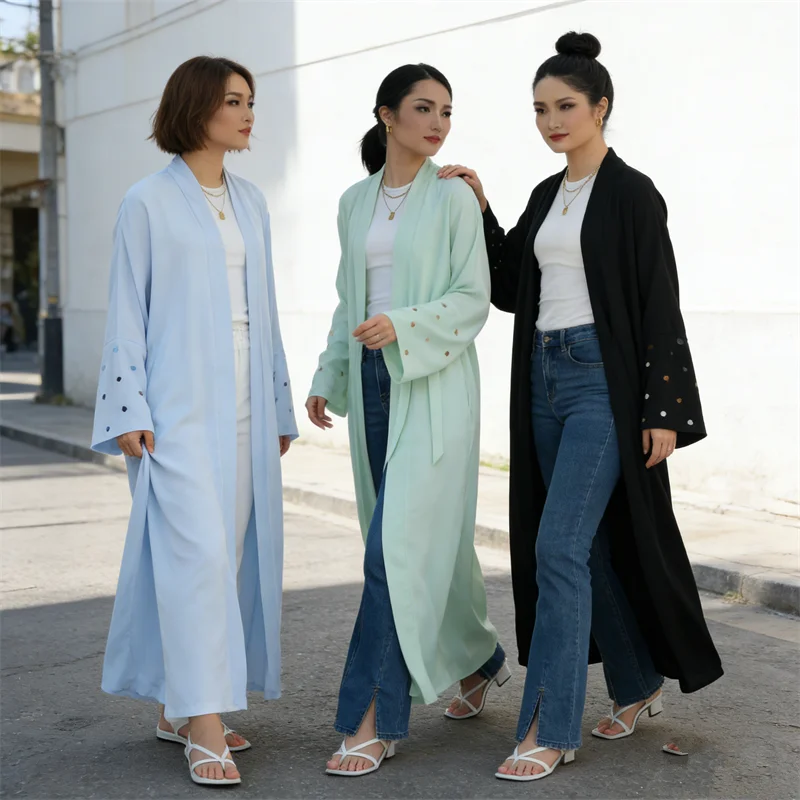 이드 하트 자수 롱 로브 두바이 아바야 터키 카프탄 여 - Embroidery Kebaya 리뷰 및 가격